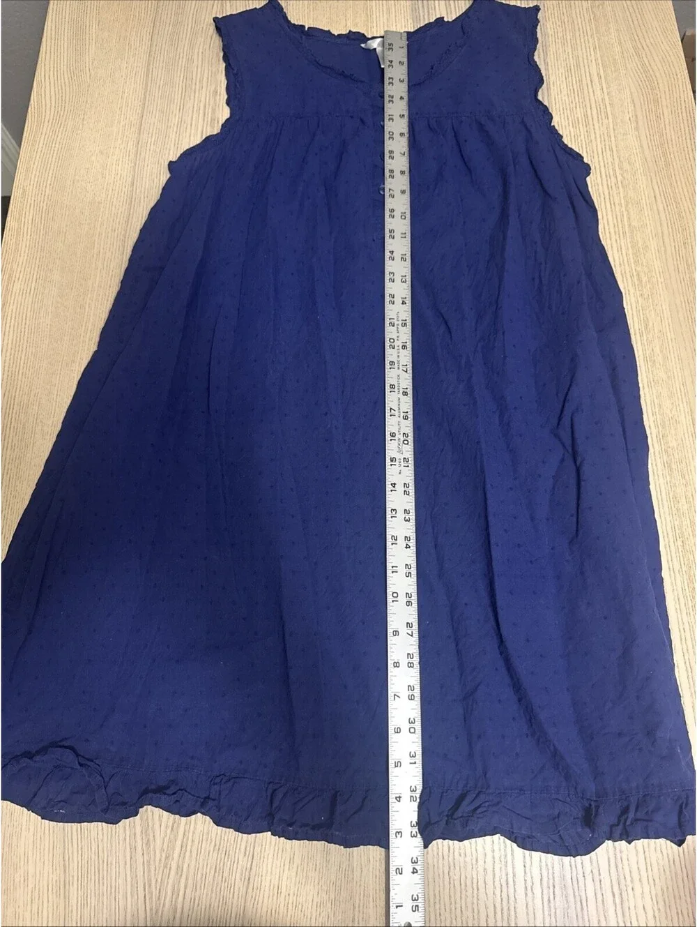 Adonna Sleepwear Navy Blue Sleeveless Nightgown XL Ruffle Scoop Neck Button